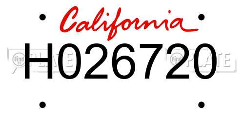H026720 California License Plate