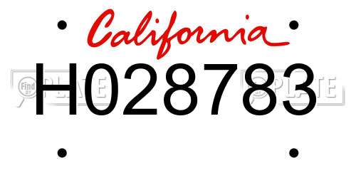 H028783 California License Plate
