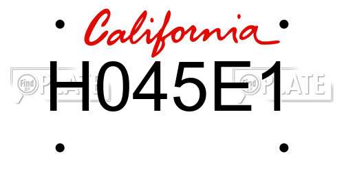 H045E1 California License Plate