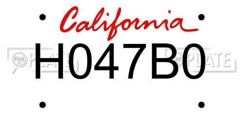 H047B0 California License Plate