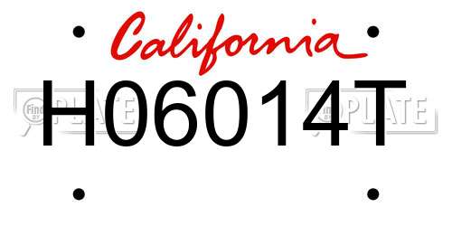 H06014T California License Plate