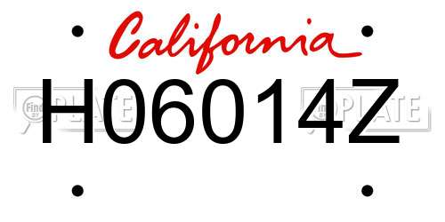 H06014Z California License Plate