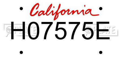 H07575E California License Plate