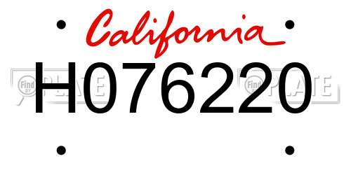 H076220 California License Plate