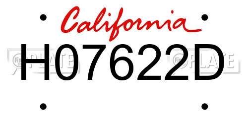 H07622D California License Plate