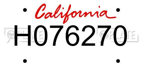 H076270 California License Plate