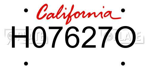 H07627O California License Plate