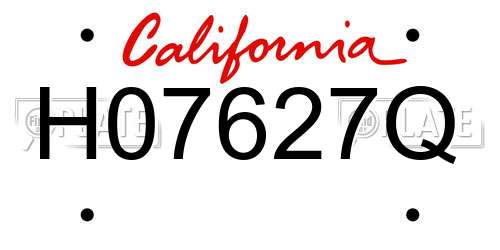 H07627Q California License Plate