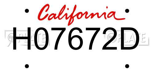 H07672D California License Plate