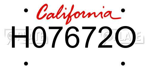 H07672O California License Plate