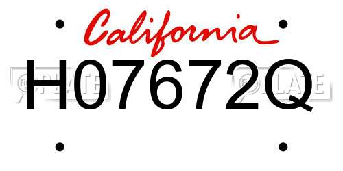 H07672Q California License Plate