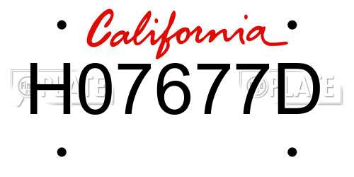 H07677D California License Plate