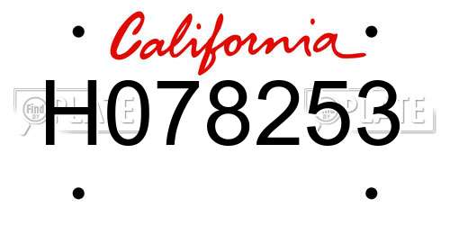 H078253 California License Plate