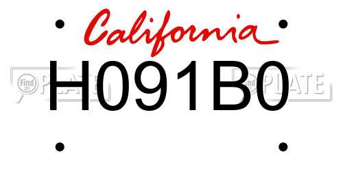 H091B0 California License Plate