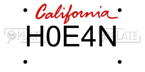 H0E4N California License Plate