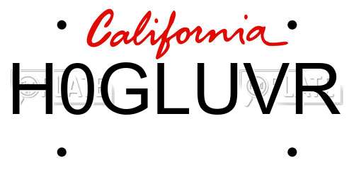 H0GLUVR California License Plate