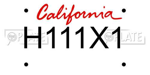 H111X1 California License Plate