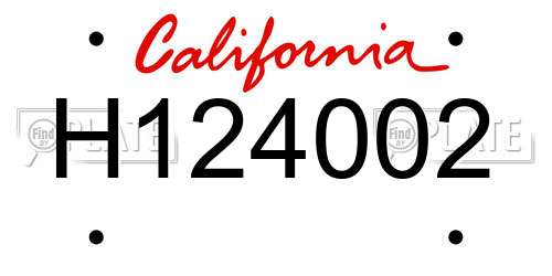 H124002 California License Plate