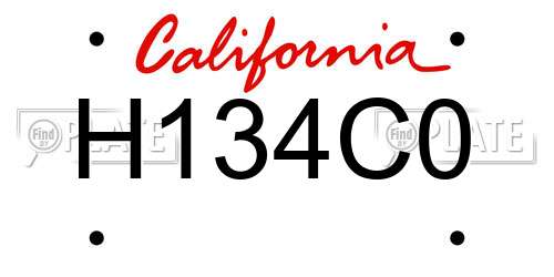 H134C0 California License Plate