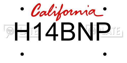 H14BNP California License Plate