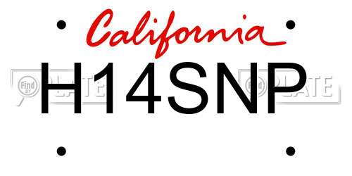 H14SNP California License Plate