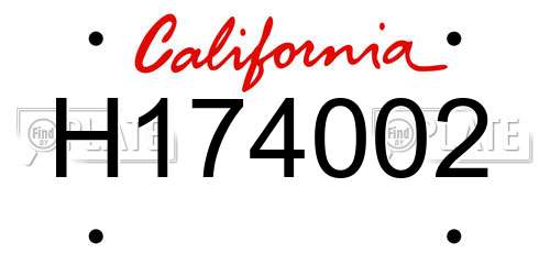 H174002 California License Plate