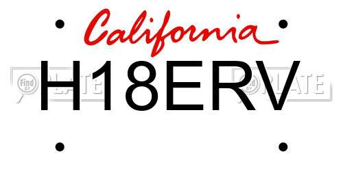 H18ERV California License Plate