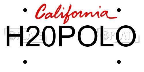 H20POLO California License Plate