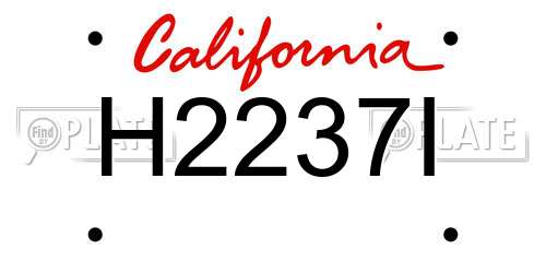 H2237I California License Plate