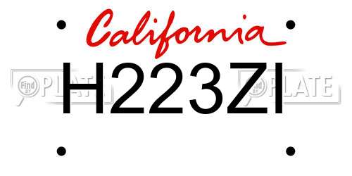 H223ZI California License Plate
