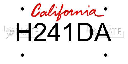 H241DA California License Plate