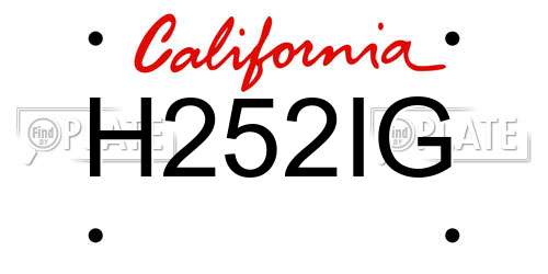 H252IG California License Plate