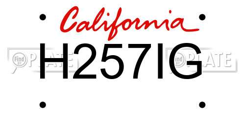 H257IG California License Plate