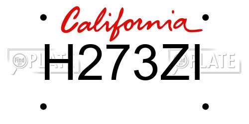 H273ZI California License Plate