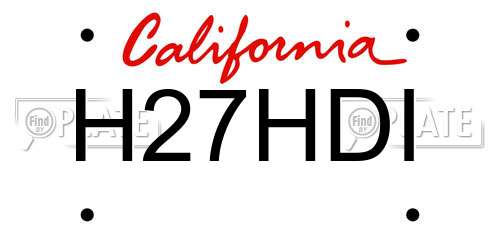 H27HDI California License Plate