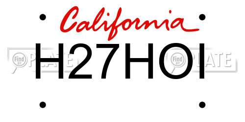 H27HOI California License Plate