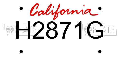 H2871G California License Plate