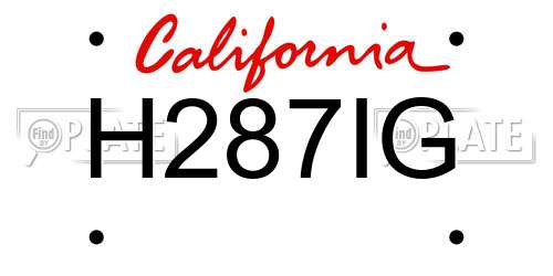 H287IG California License Plate