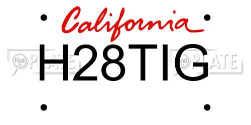 H28TIG California License Plate