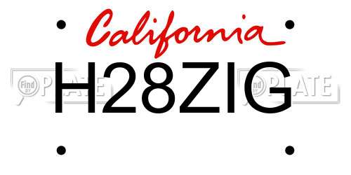 H28ZIG California License Plate