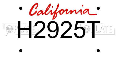 H2925T California License Plate