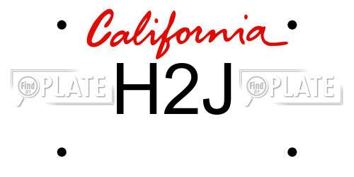 H2J California License Plate