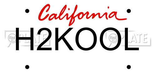 H2KOOL California License Plate
