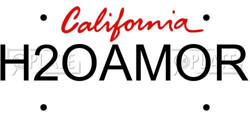 H2OAMOR California License Plate