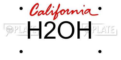 H2OH California License Plate