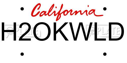 H2OKWLD California License Plate