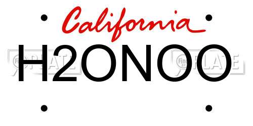 H2ONOO California License Plate