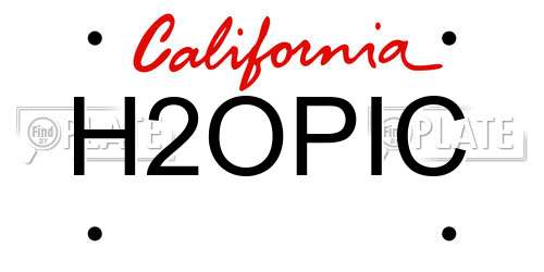 H2OPIC California License Plate
