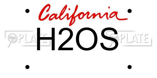 H2OS California License Plate