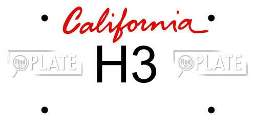 H3 California License Plate
